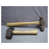 Vintage Wooden-Handled Hammers