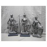 Three Silver-Tone Knight Figurines