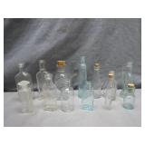 13 Small Antique Glass Bottles