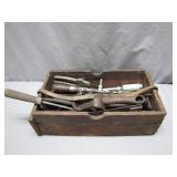 Rustic Wooden Box Filled with Old Tools