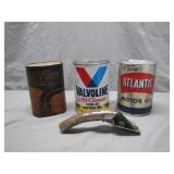 3 Vintage Motor Oil Cans with Opener