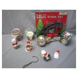 Holiday Decor Set with Santa Train and Ornaments