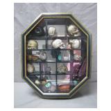 Octagonal Display Case w/ Skulls & Figurines