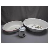 Enamelware Basins and Pitcher
