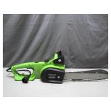 Green Electric Chainsaw with 14-Inch Bar
