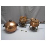 Copper Fondue Pots with Penguin Artwork