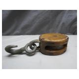 Wood & Metal Block and Tackle Pulley