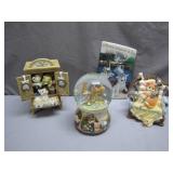 Adorable Cat Figurine and Snow Globe Set