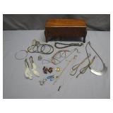 Wood Display Chest and Jewelry Collection