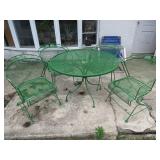 Green Metal Patio Set with Round Table