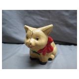 Cast Iron Pig Bank w/ Festive Decor