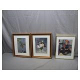 Three Framed Art Prints With Floral Themes