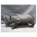 Solid Bronze Rhino Statue, Life-like Detailing