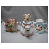 3 Decorative Ceramic Teapots