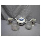 Decorative Ceramic Tea Set With Glass Bowls