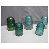 5 Antique Glass Insulators