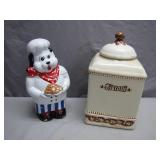 Ceramic Chef Dog and Biscotti Jar Set