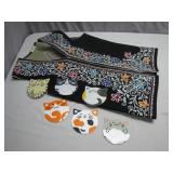 Embroidered Vest with Rhinestone Cat Coasters