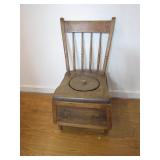 19th-Century Wooden Commode Chair