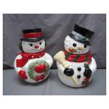2 Snowman Ceramic Cookie Jars