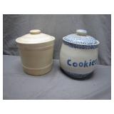 2 Lidded Stoneware Jars