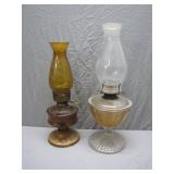 Glass Oil Lamps with Yellow and Clear Bases