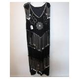 Sequined Black Flapper-Style Dress