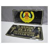 Vietnam Veteran Memorial License Plates