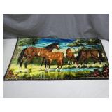Colorful Horse Wall Tapestry with Pastoral Scene