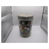 Glass Jar of Assorted Marbles with Lid