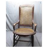 Wooden Rocking Chair With Woven Seat