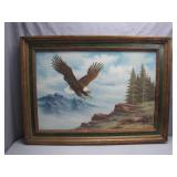 Framed Bald Eagle Landscape by W. Amadio