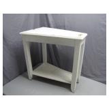 White Wooden Side Table With Storage Shelf