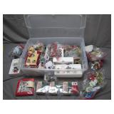 Holiday Christmas Decorations in Bin