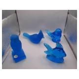 4 Cobalt Blue Animal Figures