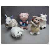 5 Pig-Themed Ceramic Items