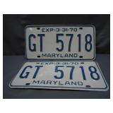 1970 Maryland License Plates