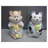 Cat-Themed Ceramic Cookie Jar Duo