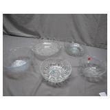 5 Clear Glass Bowls