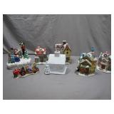 Ceramic Holiday Village Set with Figurines