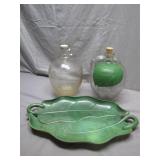 Decorative Leaf Dish and Glass Jug Set