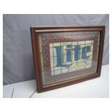 Miller Lite Beer Stained Glass-Style Light
