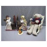 Collectible Figurines and Teddy Bear Set