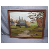 Framed Farm Landscape Painting by Diana Lambert