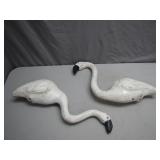 Carved Wooden Flamingo Dï¿½cor Pair