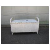White Wicker Storage Bench