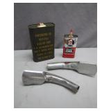 Military Oil Cans and Metal Tool Pieces Set