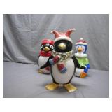 3 Festive Penguin Figurines