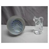 Glass Paperweight and Figurine Set