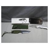 Knife Set With Green Wrapped Survival Blade